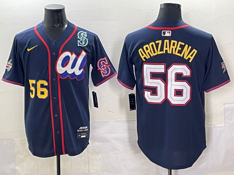 Men 2025 Seattle Mariners 56 Arozarena Drak Blue All star Nike MLB Jersey style 08